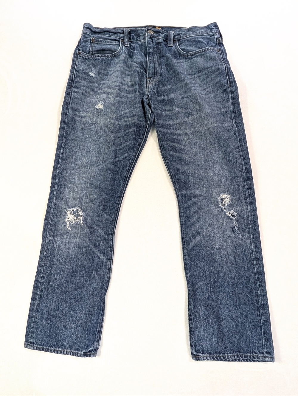 J. Crew 770 Straight Fit Men’s Jeans – Distressed Rip & Repair Wash – Size 34x30